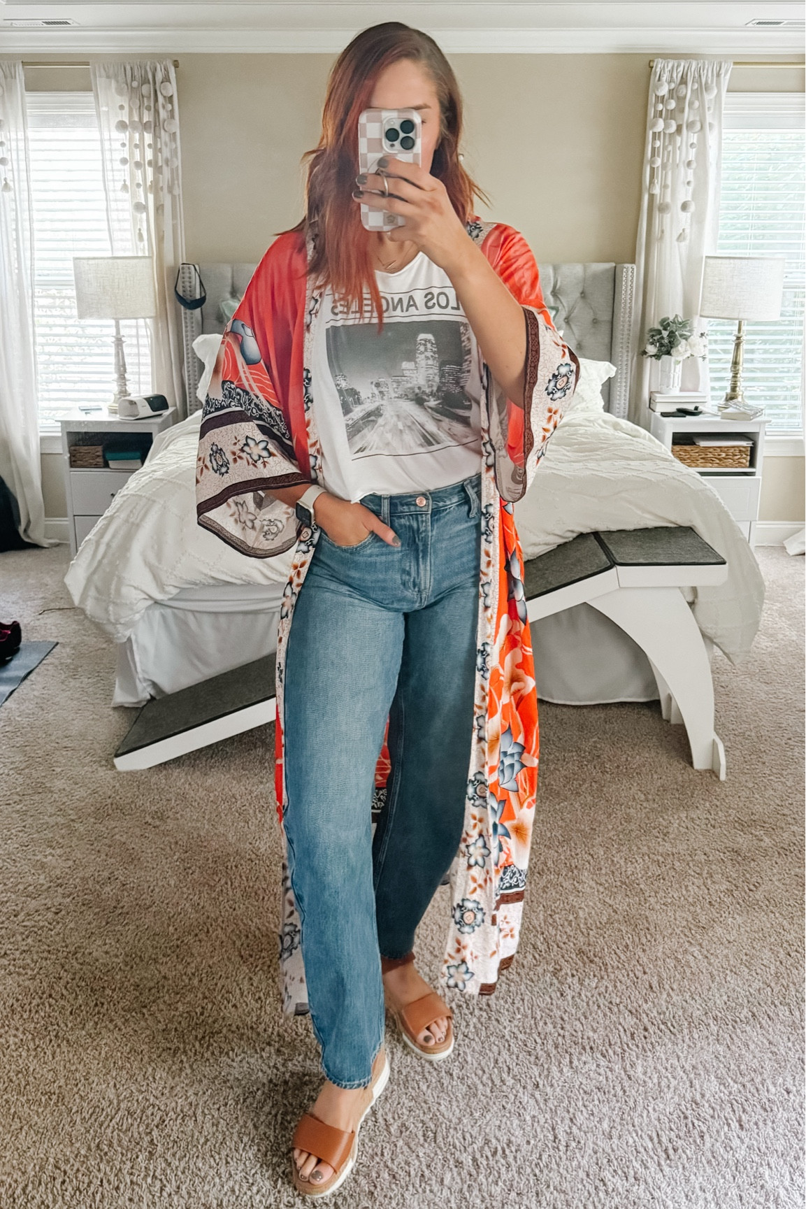 Transition from Summer to Fall Outfit with a boho style twist. Perfect for a Sunday lunch with family! 

High Rise Barrel Jeans - 29 Long
Kimono - OS
L.A. tee - medium (cropped and cut into a muscle tank) 
Sandals - size 11

The Gap fashion | Tall sizes | Amazon fashion | tall girl fashion | size 8 fashion | size 8 | Tall girl outfit | tall girl fashion | midsize fashion size 8 | midsize | tall fashion | tall women | fall outfit ideas | boho outfits | fashion over 35

#tallwomenfashion #tallgirlfashion #tallfashion #runningerrands

#LTKShoeCrush #LTKMidsize #LTKStyleTip