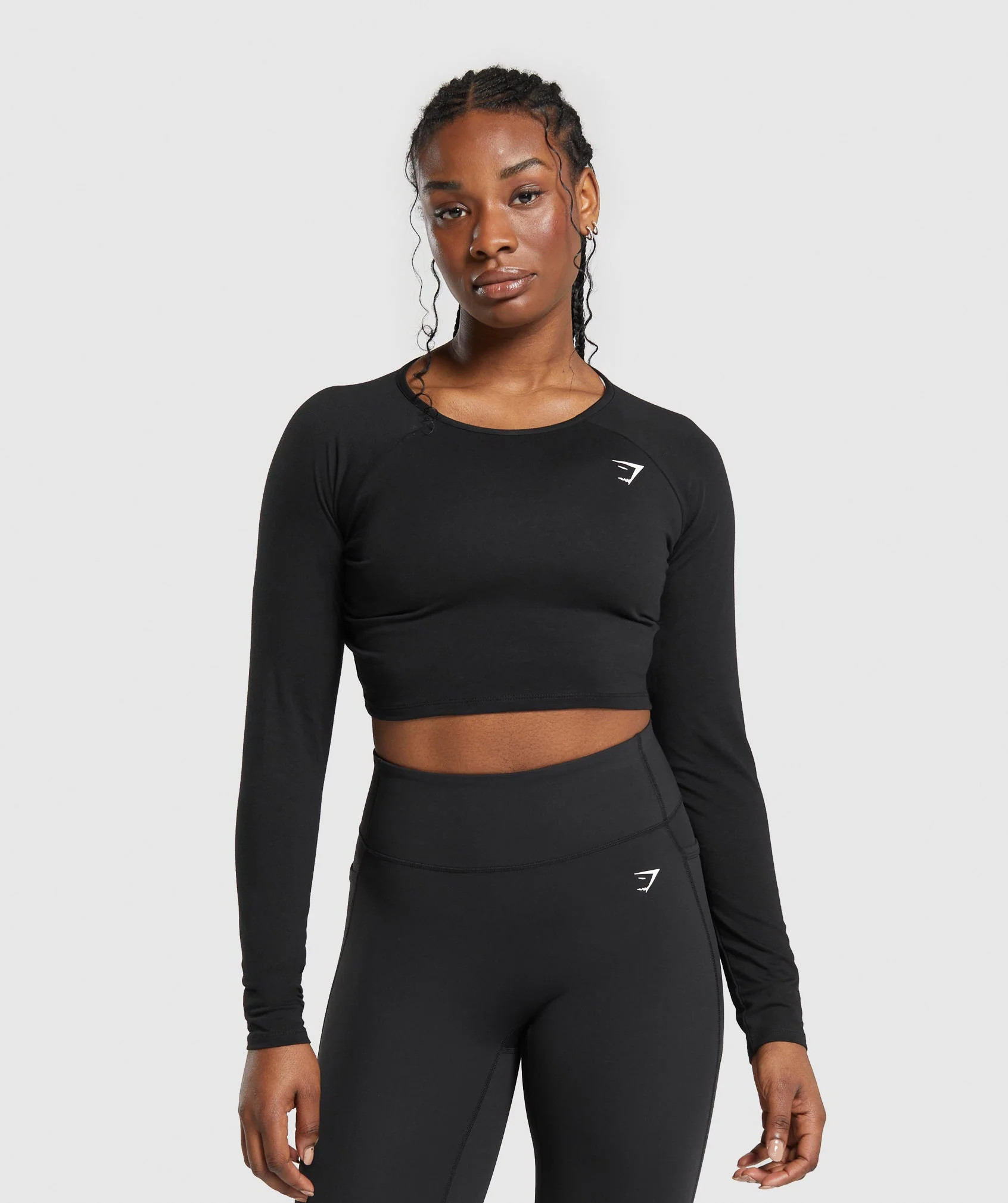 Gymshark Lifting Essential Long Sleeve Crop Top - Black | Gymshark UK