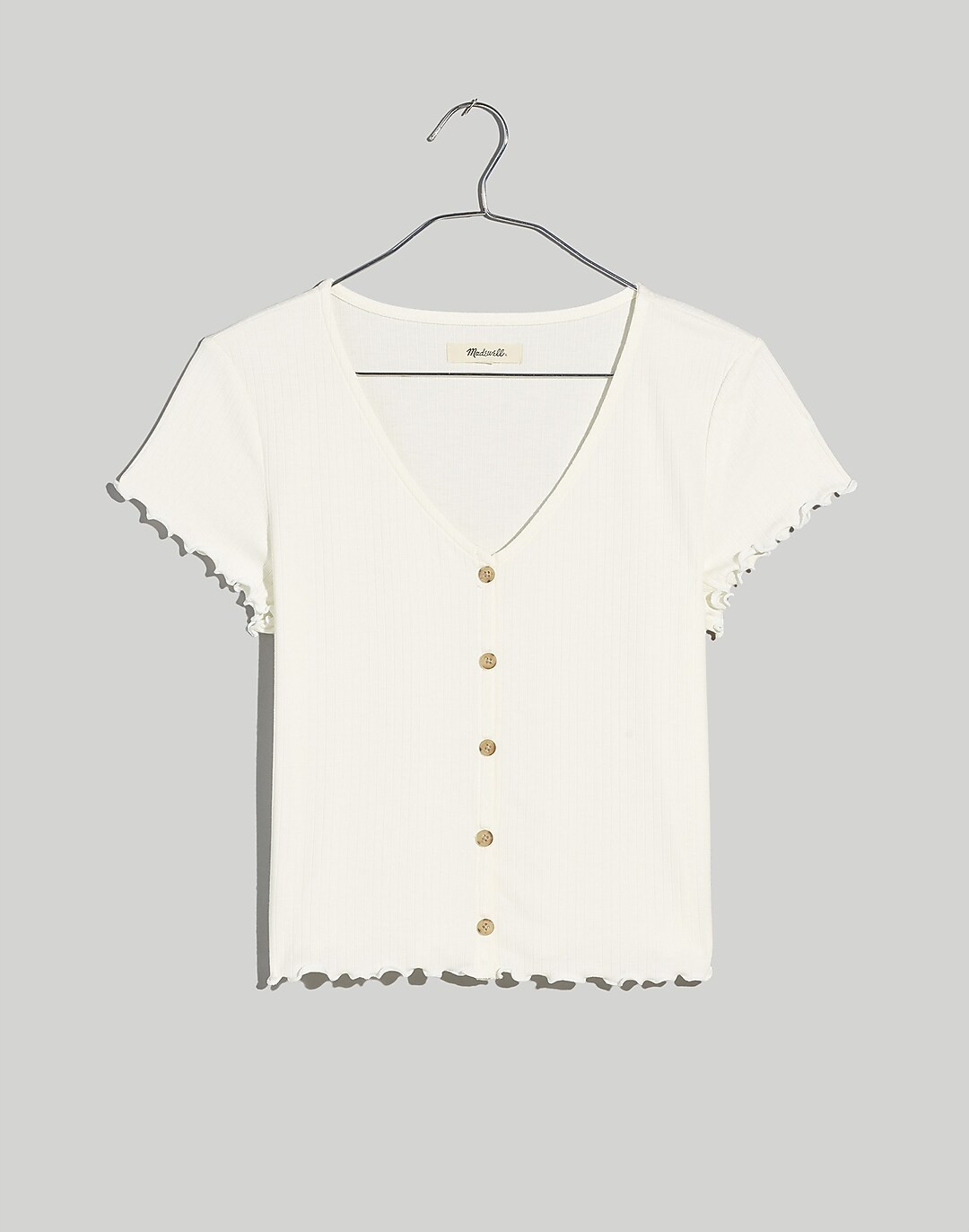 Ribbed Button-Front V-Neck Tee | Madewell