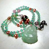 Vintage Jade Buddha Pendant Necklace Freshwater Pearls & Glass Beads By R Starr | Etsy (US)