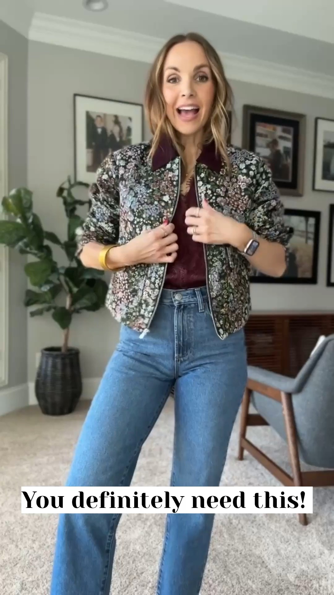@Walmart jacket I won’t quit- it’s gorgeous! I am in a xs! 
Size small @Target top and 26R @Quince jeans

#LTKgrwm #LTKxWalmart