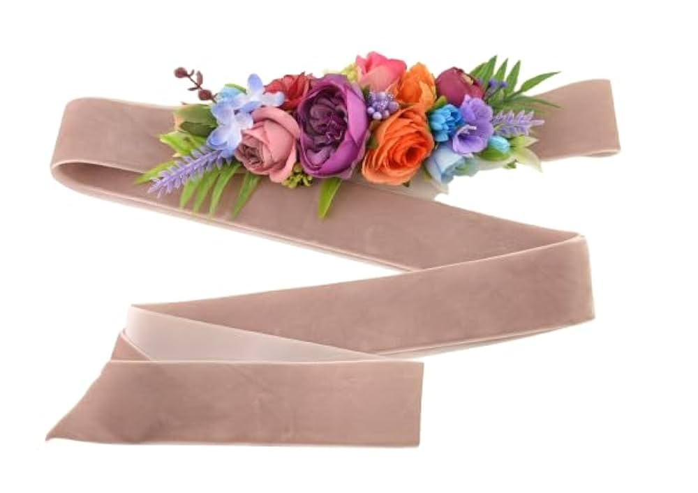Flower Sash Rainbow Floral Belt for Bride Flower Accessories Pink Purple Orange Sash for Flower G... | Amazon (US)