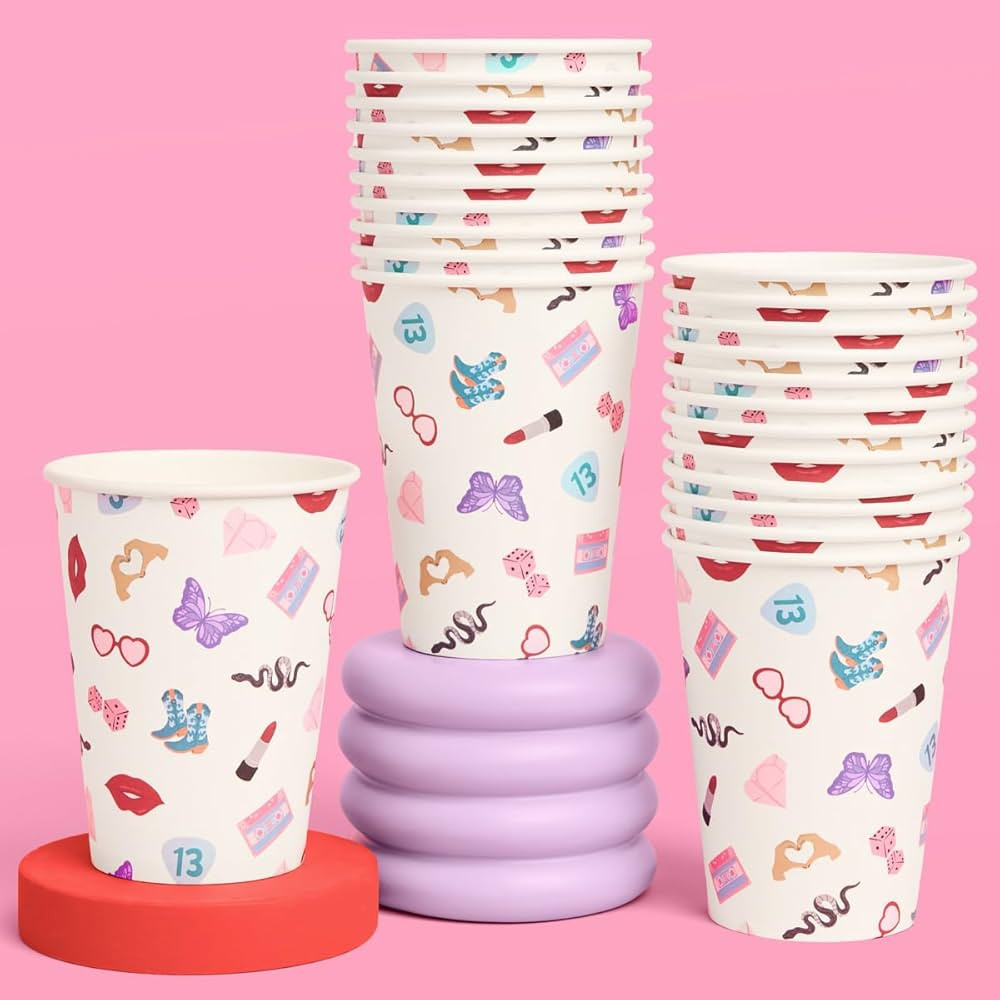 xo, Fetti Eras Party White Paper Cups | 24 Disposable 12 oz Cups | Concert Party Drinkware, Bache... | Amazon (US)