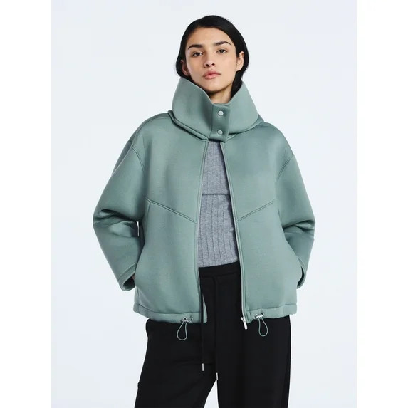 Scoop Women's and Women's Plus Neoprene Fleece Oversized Jacket with Hood, Sizes XS-4X | Walmart (US)