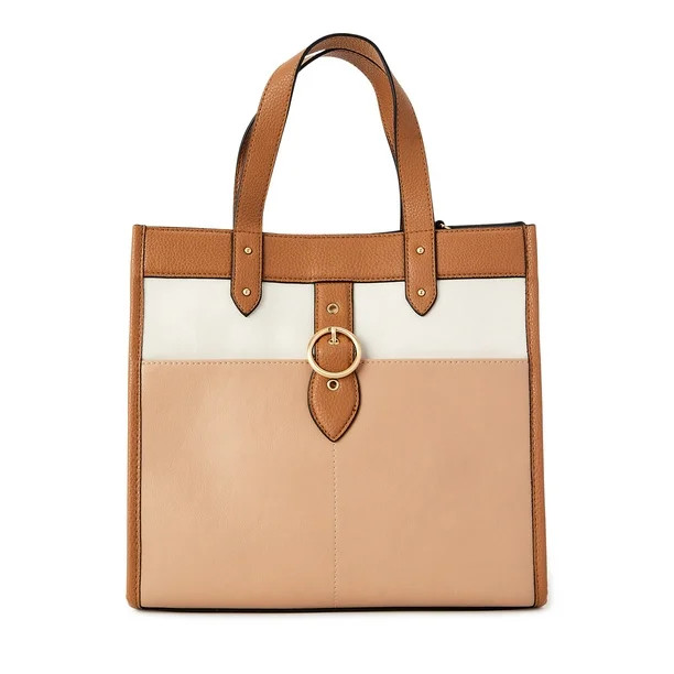Time and Tru Women's Classic Sydney Satchel Hot Cocoa, Papyrus, Beige and Dark Latte - Walmart.co... | Walmart (US)
