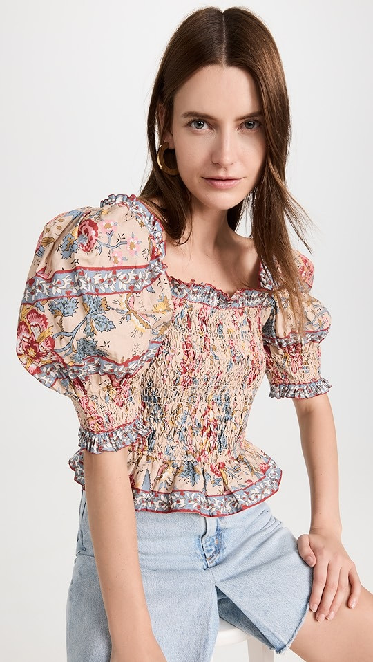 Tess Print Puff Sleeve Smocked Top | Shopbop