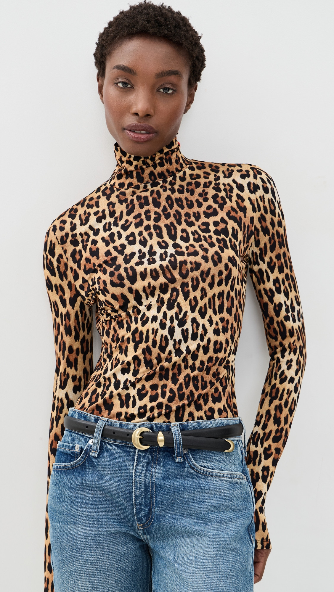 ALICE + OLIVIA Delaina Turtleneck Top Spotted Leopard S | Shopbop