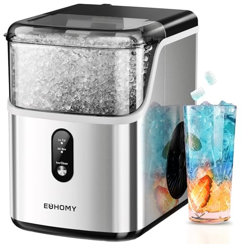 EUHOMY Nugget Ice Makers Countertop, Pebble Ice Maker Machine with 35lbs/24H Soft Ice, Self-Cleaning Sonic Ice Maker with Ice Scoop&Basket, Pellet Ice Maker for Home/Kitchen/Office(Stainless Steels) | Amazon (US)