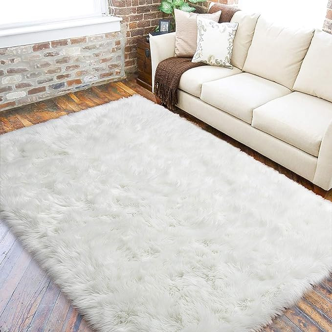 LOCHAS Soft Fluffy Faux Fur Rugs for Bedroom Bedside Rug 3x5 Feet, Washable, Furry Sheepskin Area... | Amazon (US)