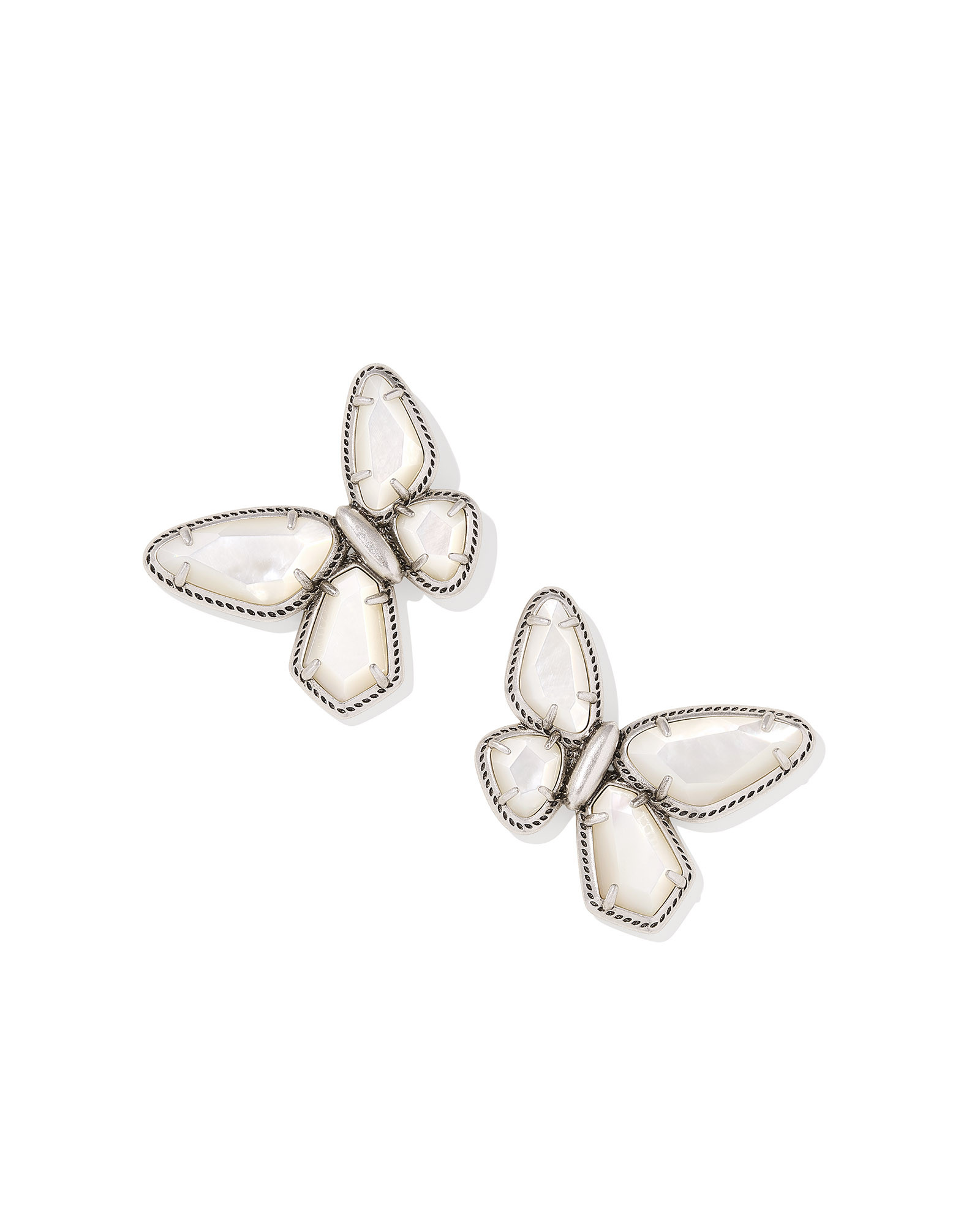 Dolly Parton x Kendra Scott Vintage Silver Butterfly Stud Earrings in Ivory Mother-of-Pearl | Kendra Scott