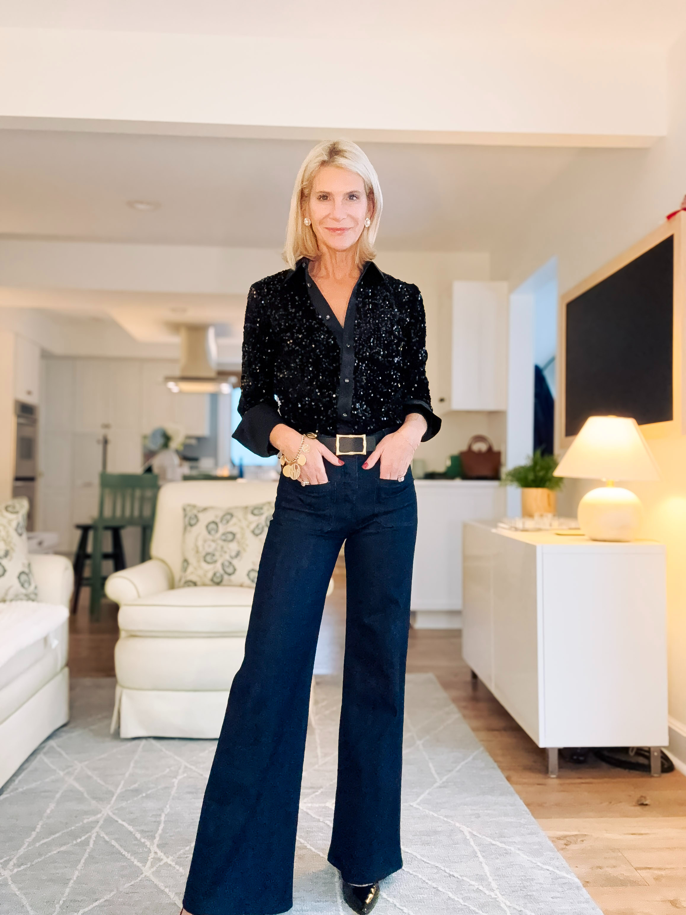 Yes - you CAN wear jeans to a holiday party!  Just pair them with a sequin top and you are ready to go! 

 #LTKHoliday #LTKSeasonal #LTKOver40