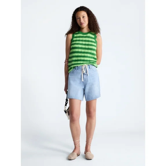 Free Assembly Women's Crochet Cotton Racerback Tank Top, Lightweight, Sizes XS-XXL | Walmart (US)