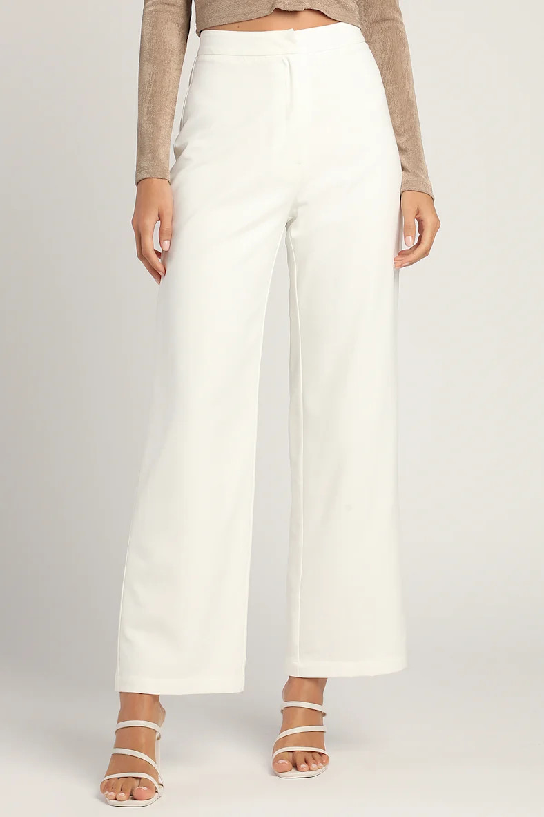 Distinct Instincts White High-Waisted Wide-Leg Trouser Pants | Lulus (US)