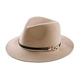 Daesan Womens Fedora Hat 100% Wool Wide Brim Panama Felt Hats Winter Trilby Cap Church Party(A4-Came | Amazon (US)