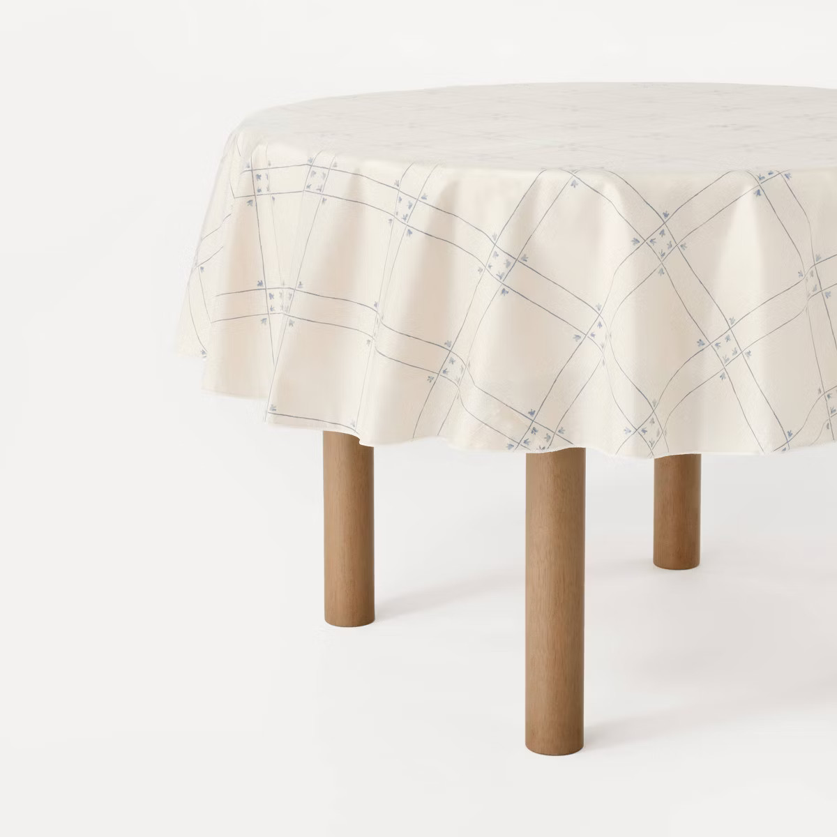 70" Round Windowpane Oiled Tablecloth Blue - Threshold™ designed with Studio McGee: Classic Pat... | Target
