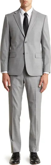 Tommy Hilfiger Classic Fit Light Grey Grid Print Wool Blend Suit | Nordstromrack | Nordstrom Rack
