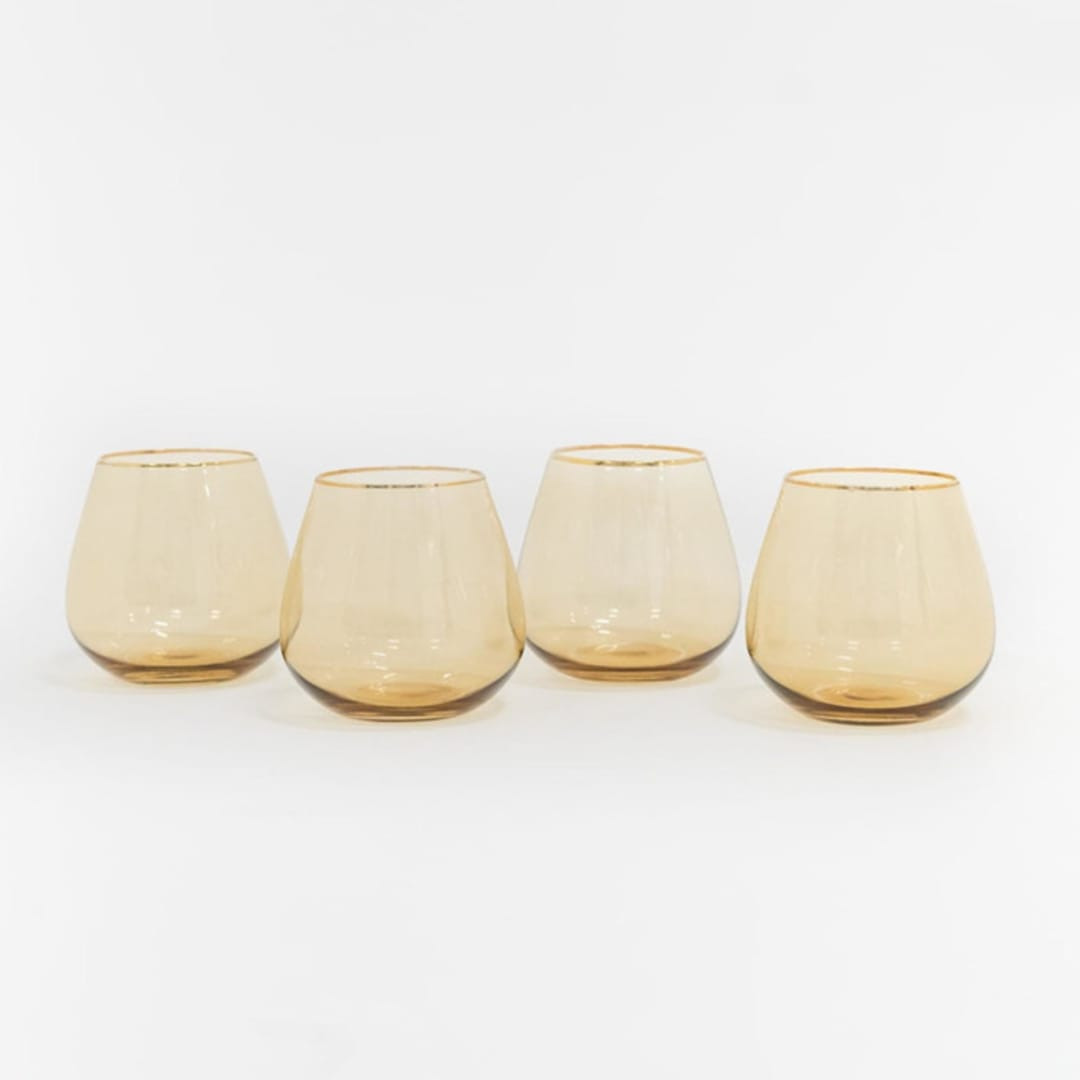 SET OF 4 - SIREN STEMWARE // SHORT STEMLESS IN ORO | Minted