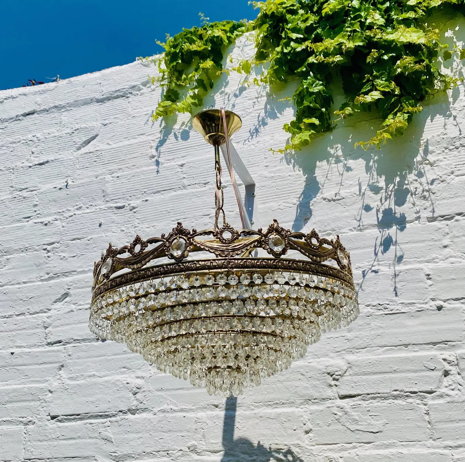 21" L X 18" W, Large Antique French Chandelier, Crystal, Tiered, Brass, Bronze, French - Etsy | Etsy (US)