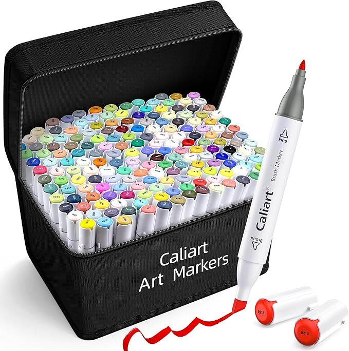Caliart Alcohol Based Markers, 180 Colors Art Marker Set Fine & Chisel Dual Tip, Permanent Colore... | Amazon (US)