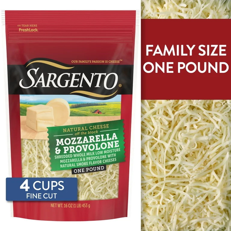 Sargento\u00ae Shredded Mozzarella & Provolone with Natural Smoke Flavor Natural Cheeses, 16 oz | Walmart (US)