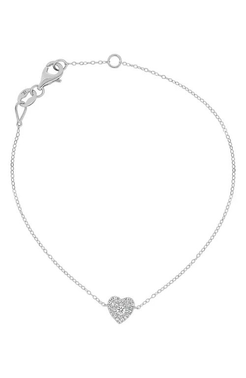Bony Levy Mika Pavé Diamond Heart Bracelet in 18K White Gold at Nordstrom, Size 7 | Nordstrom