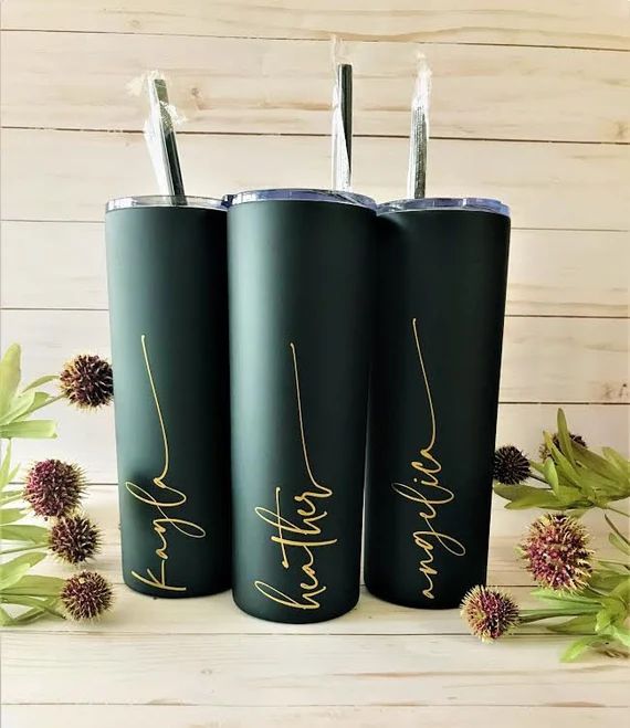 Bridesmaid Gift, Personalized Tumbler, 20oz Stainless Steel Tumbler with straw, Bachelorette Part... | Etsy (US)