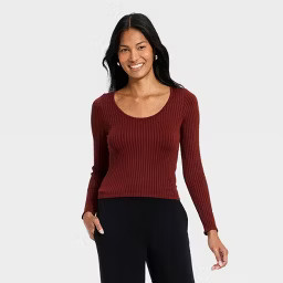 Women's Slim Fit Ribbed Seamless Long Sleeve Top - A New Day™ | Target