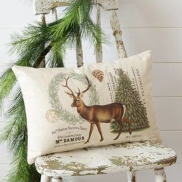 Woodland Winter Deer Accent Pillow | Antique Farm House