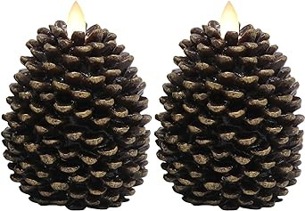 Eldnacele LED Pine Cone Candles, Battery Operated Flameless Candles with Timer Unscented Wax Pine... | Amazon (US)