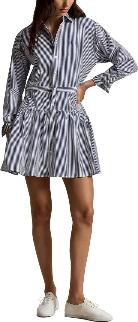 Long Sleeve Stripe Poplin Mini Shirtdress | Nordstrom