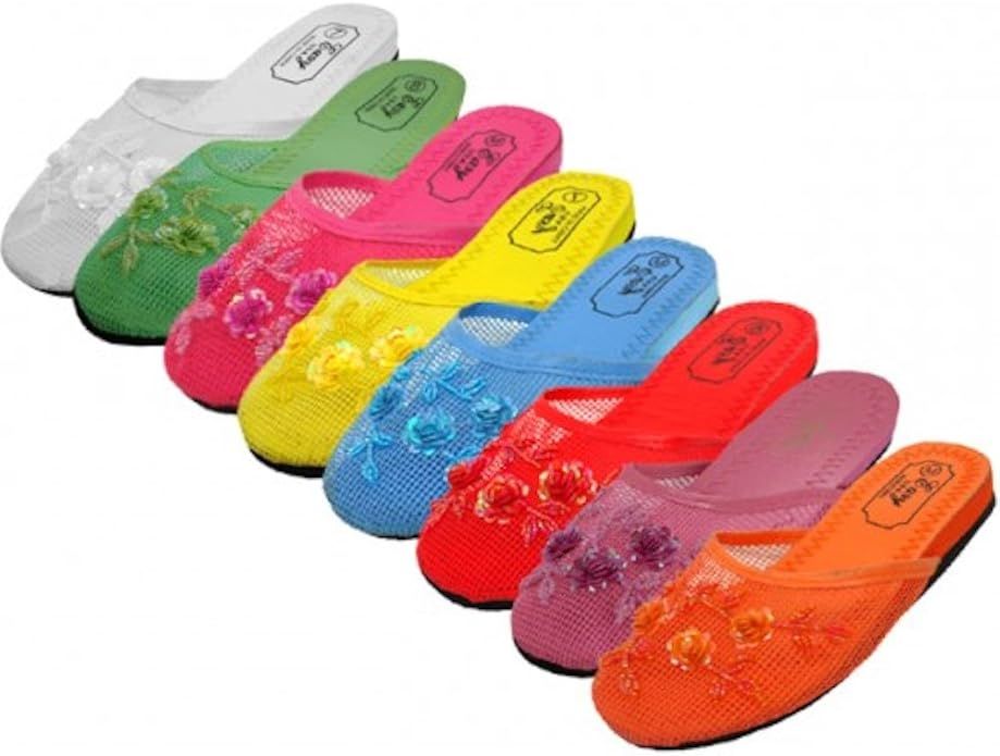 3 Pairs Assorted Mesh Chinese Slippers | Amazon (US)