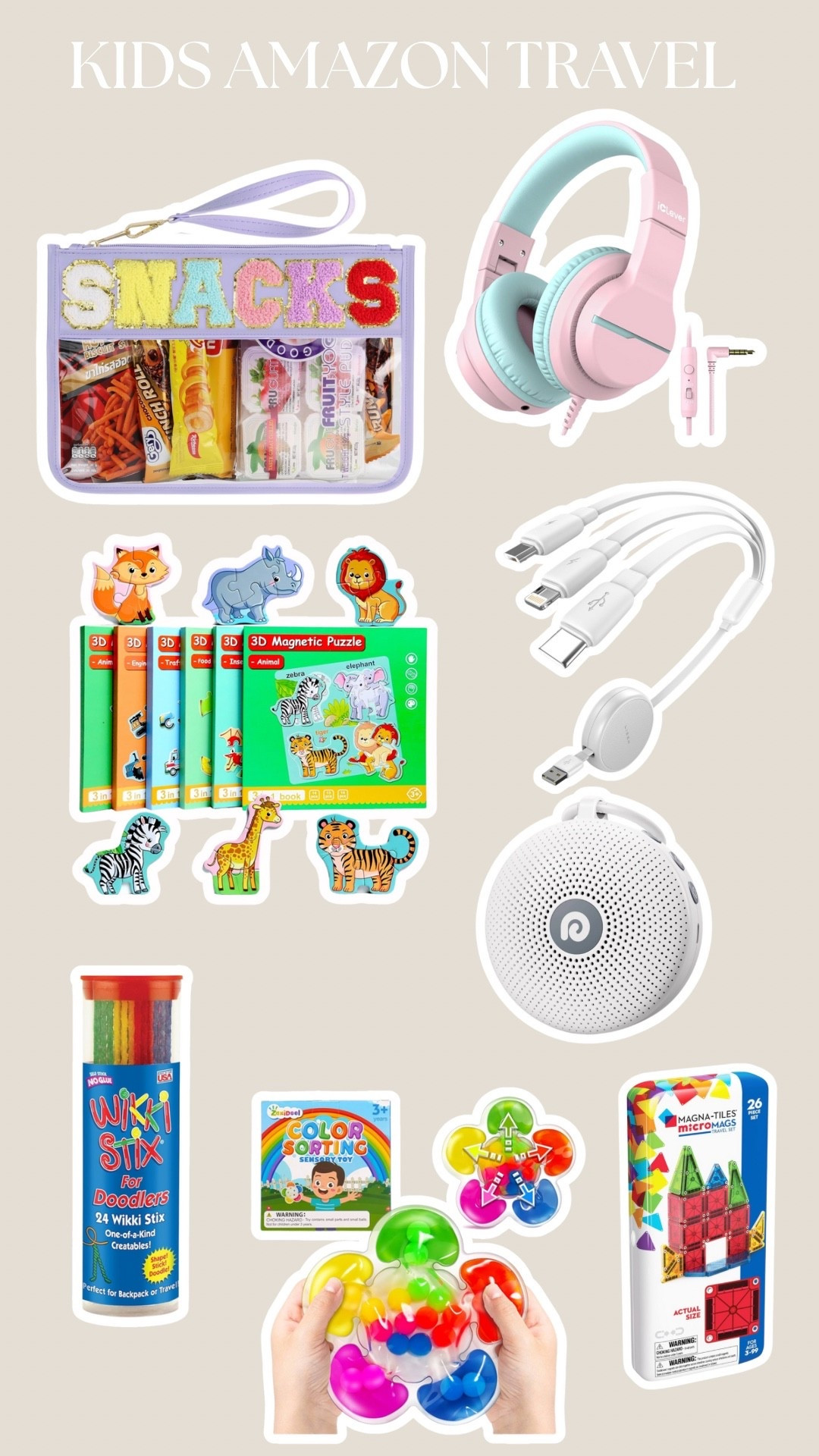 Kids Amazon travel staples for us! We love and pack these each trip. Sound machine, activities, snack pouch, headphones and chargers! 

#LTKFindsUnder50 #LTKKids #LTKTravel