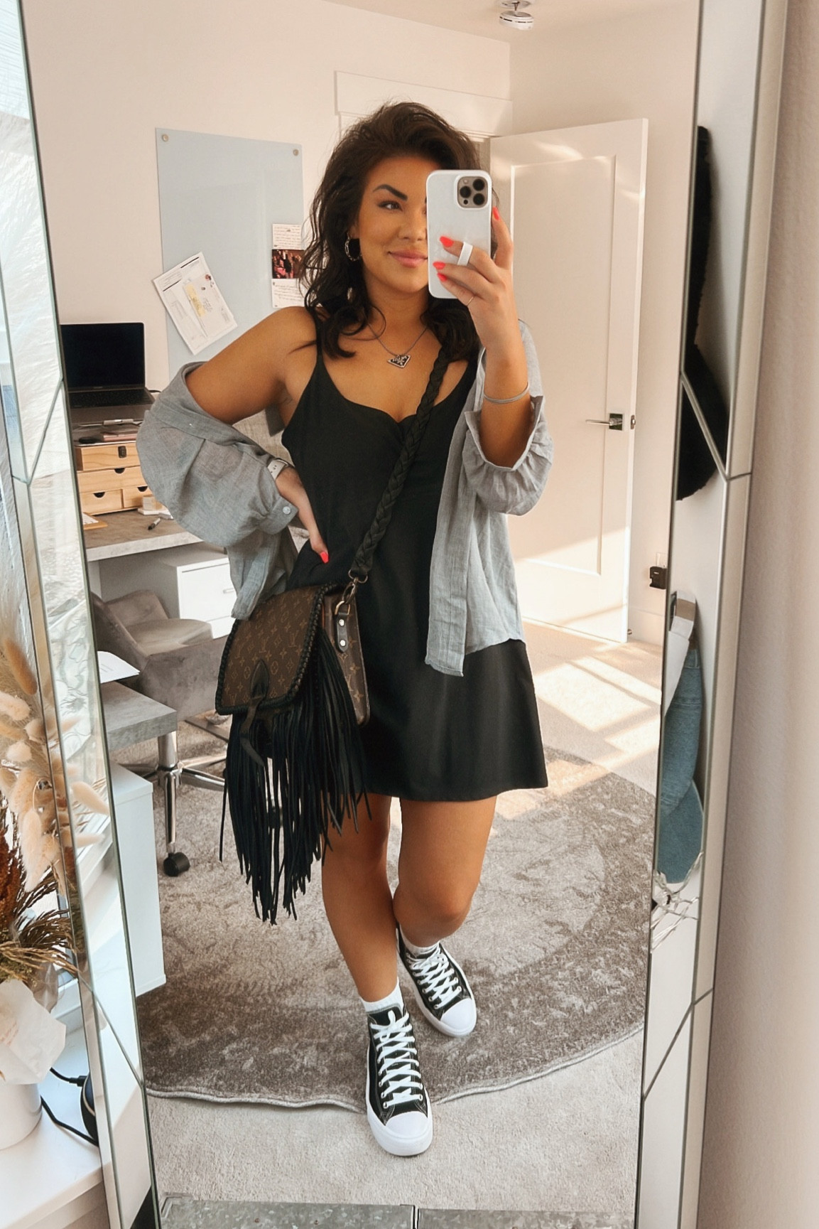 Baseball game outfit / mom uniform / converse platform sneakers / traveler dress / athletic dress / button down shirt / vintage boho LV bag / designer jewelry on sale / ootd / every day makeup 

#LTKstyletip #LTKSeasonal #LTKSale