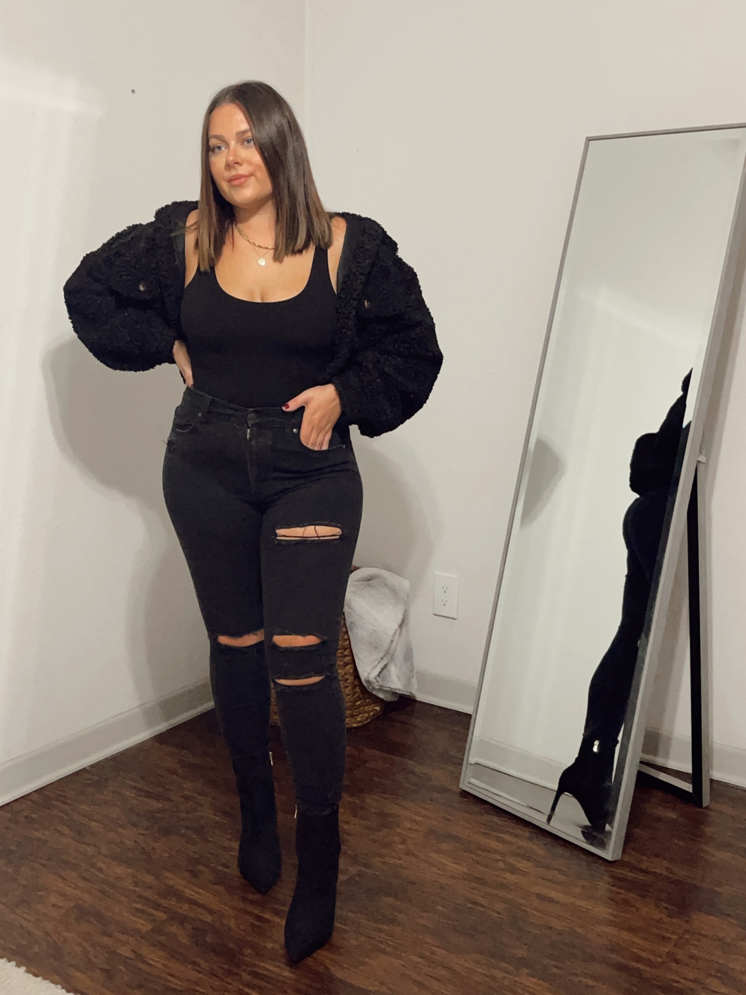 Jacket - M - Burlington 
Bodysuit - M - Windsor Store
Jeans - 9 - Windsor Store 
Booties - H&M

#LTKstyletip #LTKfindsunder50 #LTKmidsize