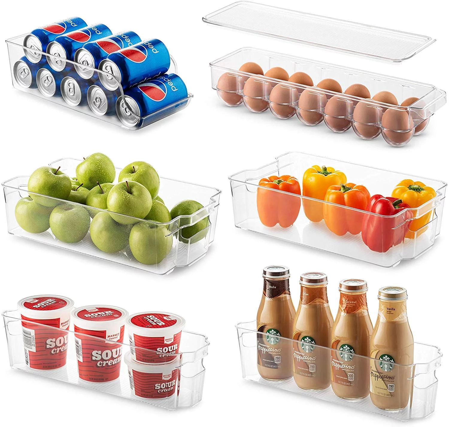 Set Of 6 Refrigerator Organizer Bins - Stackable Fridge Organizers for Freezer, Kitchen, Countert... | Walmart (US)
