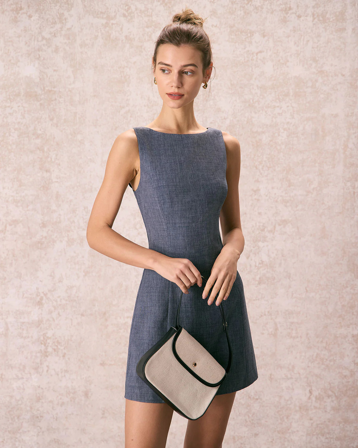 The Grey Boat Neck Sleeveless Mini Dress & Reviews - Grey - Dresses | RIHOAS | rihoas.com