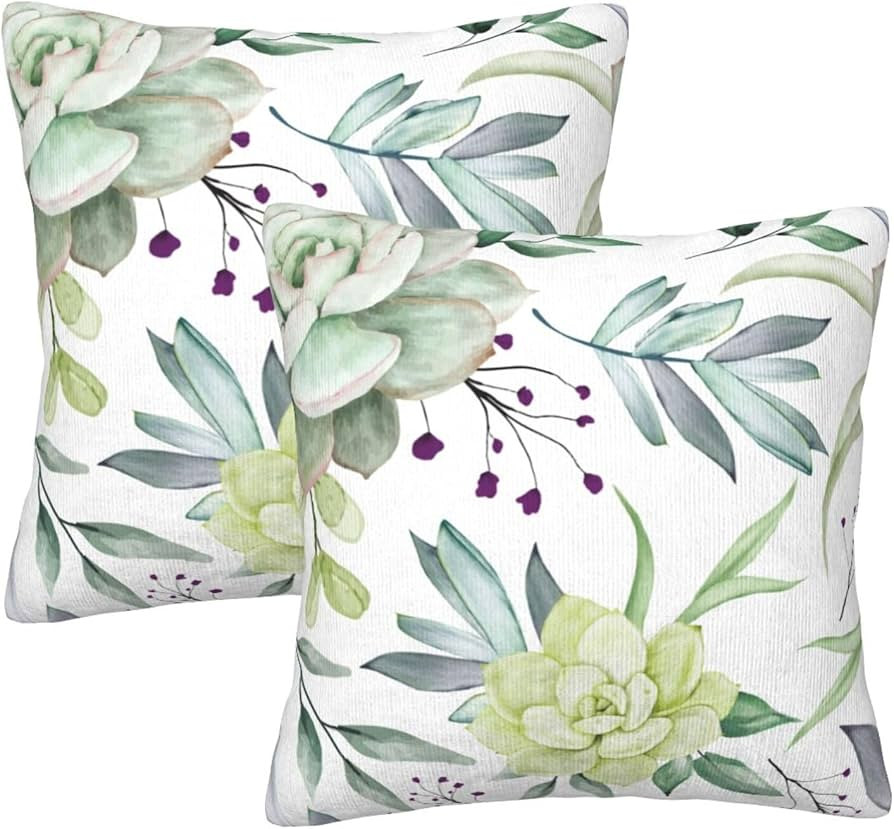 Tropical Plant Decorative Pillow Covers Succulent Cactus Print Throw Pillow Case Summer Theme 18x... | Amazon (US)