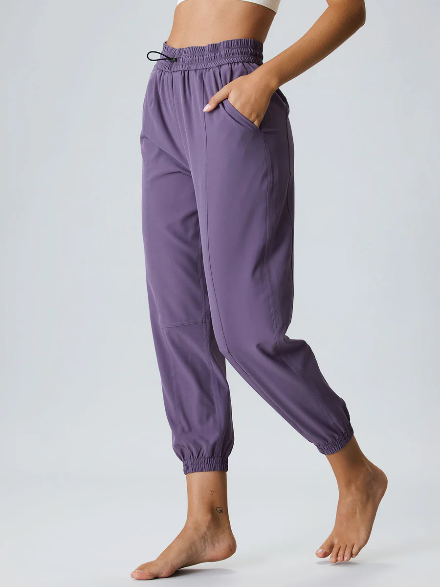 Purple Drawstring Pocket Pants & Reviews - Purple - Sustainable Yoga Bottoms | BERLOOK | BERLOOK
