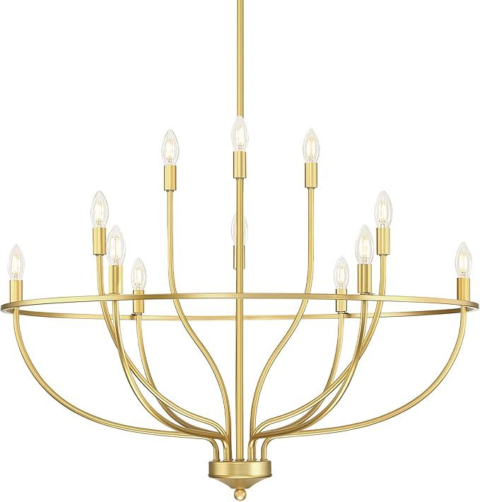 Gold Chandelier for Dining Room, Classic 12-Light Farmhouse Chandelier Light Fixture Over Table, ... | Amazon (US)