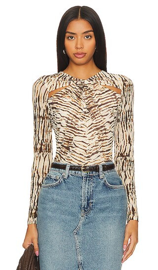 Hana Top in Neutral Ikat | Revolve Clothing (Global)