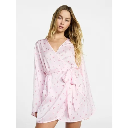 No Boundaries Sleepwear Satin Robe, Women's XS-XXL | Walmart (US)