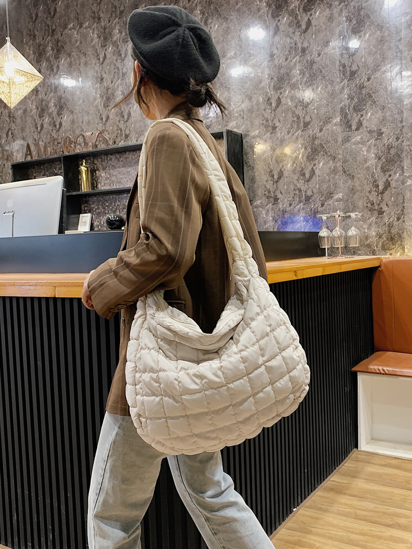 Stylish Quilted Crossbody Hobo Bag Perfect For Work Large Crescent Moon Shoulder Bag, Quilted  Pa... | SHEIN