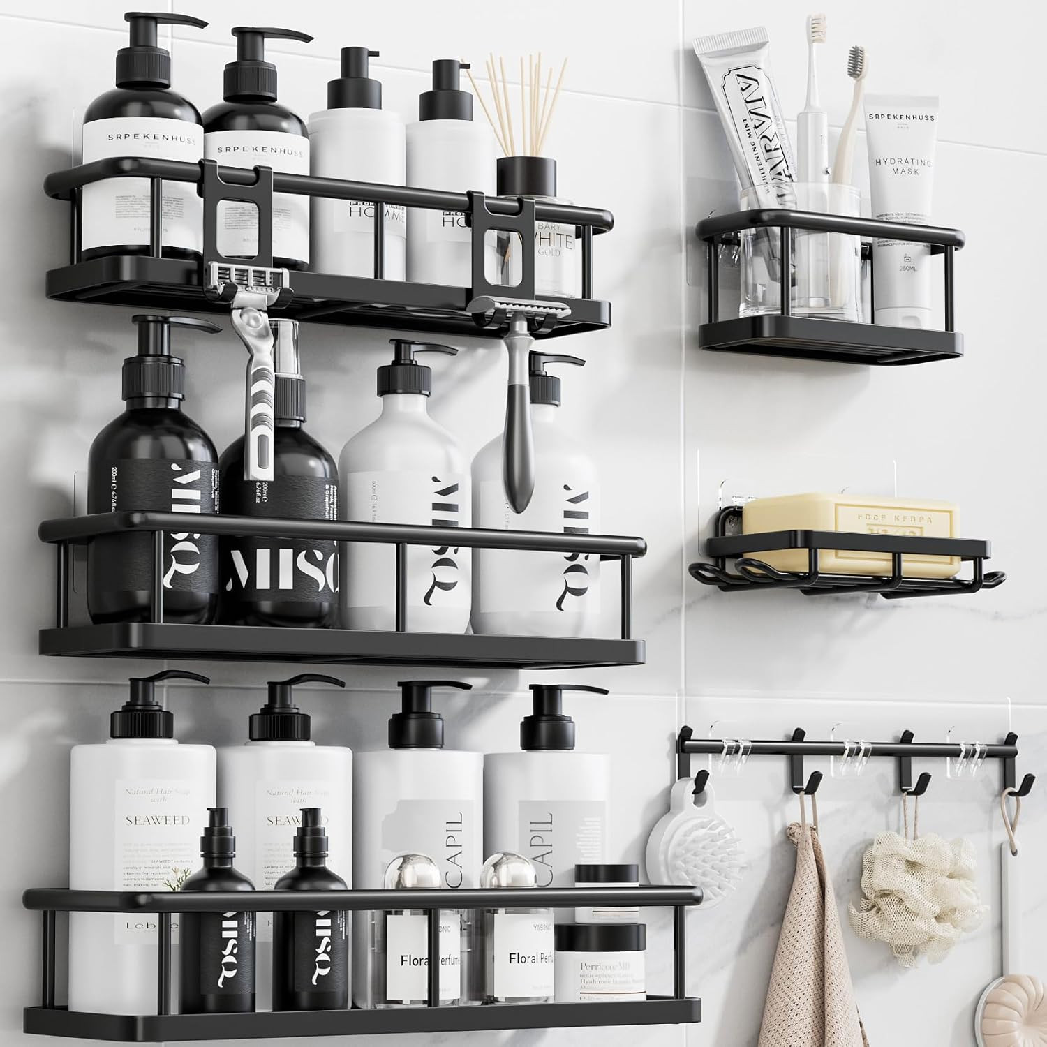 YASONIC Shower Caddy Adhesive, Rustproof Shower Shelves for Inside Shower | Amazon (US)