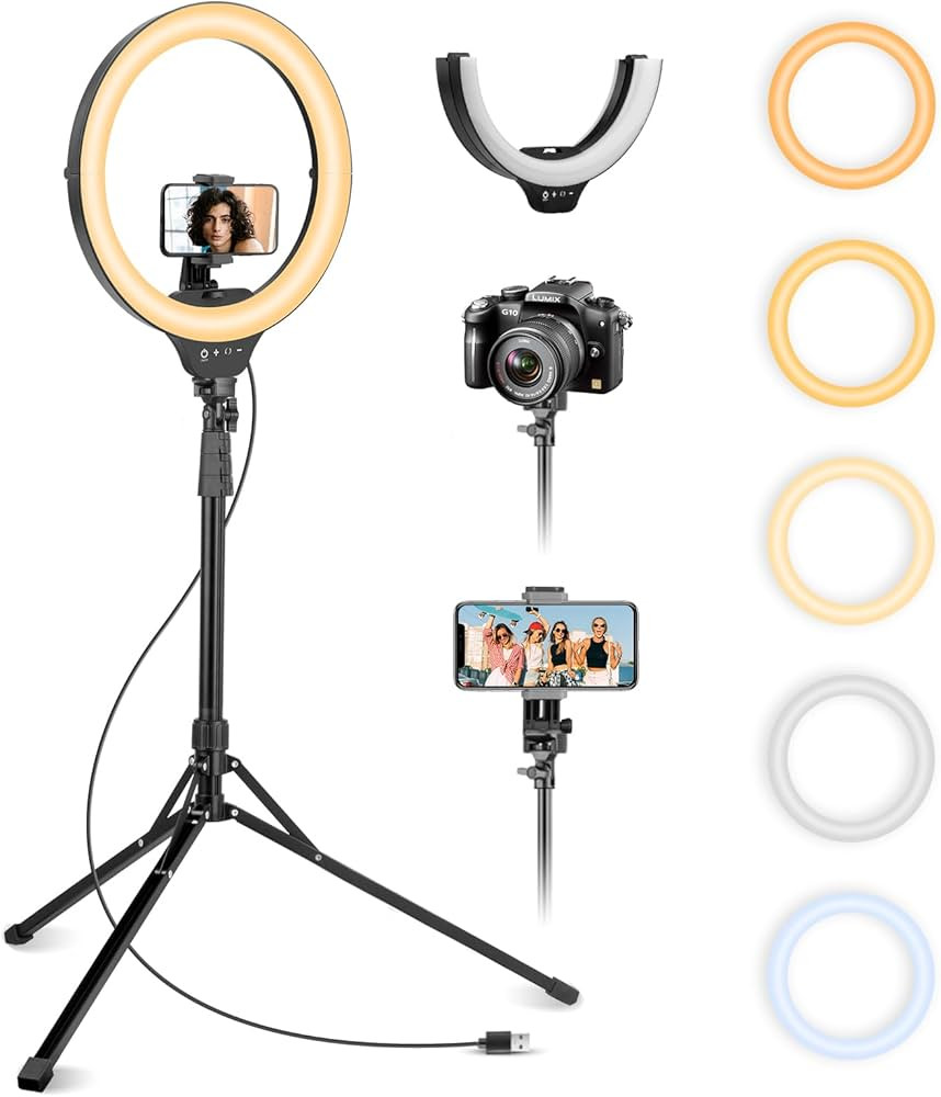 Aureday 14'' Selfie Ring Light with 62'' Tripod Stand and Phone Holder, Dimmable LED Phone Ringli... | Amazon (US)
