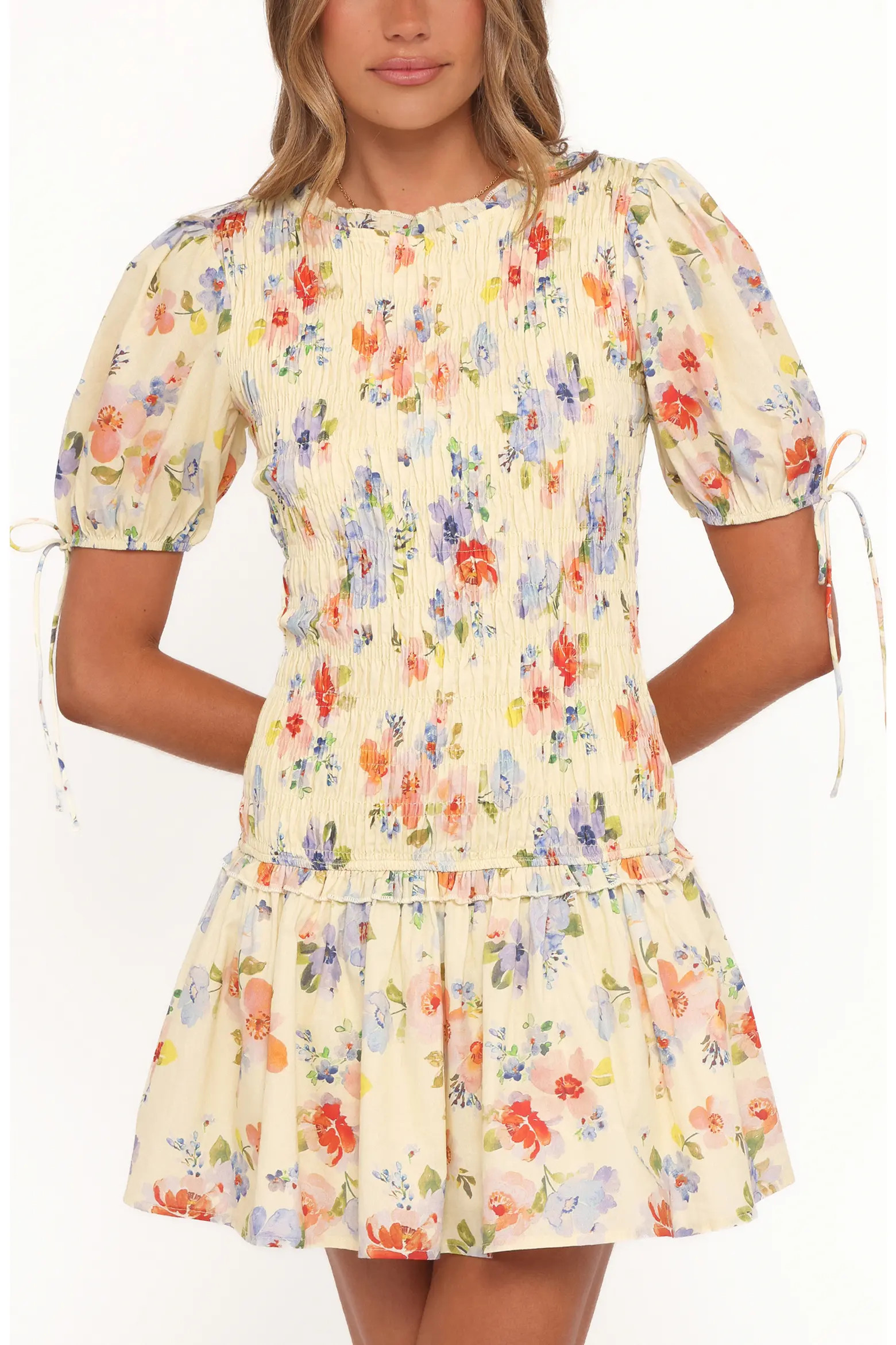 Kaelyn Floral Smocked Bodice Drop Waist Cotton Minidress (Women) | Nordstrom | Nordstrom