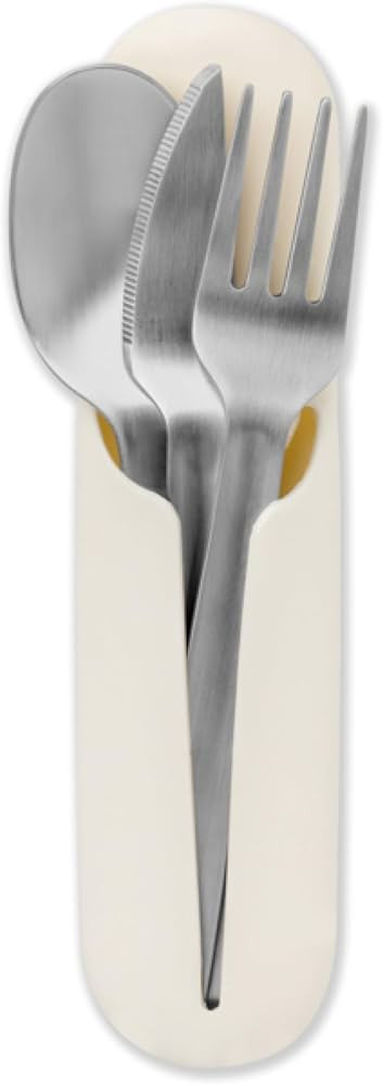 W&P Porter Stainless Steel Utensils with Silicone Carrying Case | Cream | Spoon, Fork & Knife for... | Amazon (US)