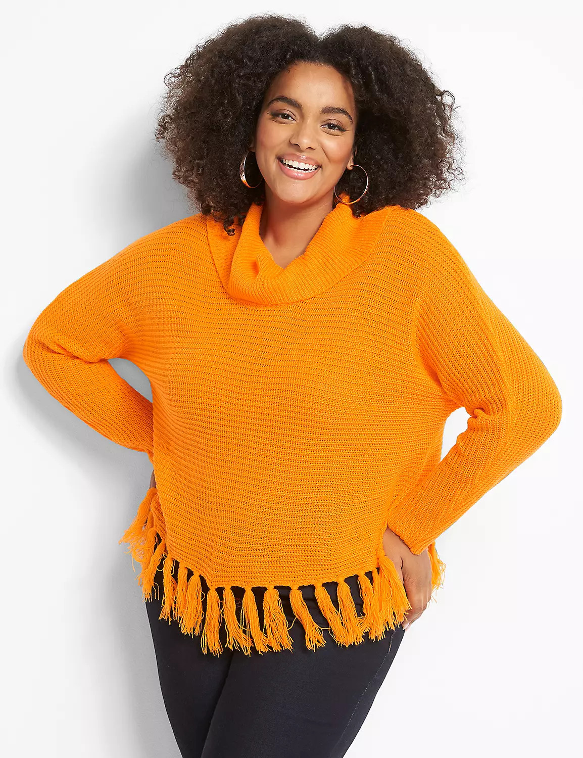 Cowl-Neck Fringe Cropped Sweater | LaneBryant | Lane Bryant (US)