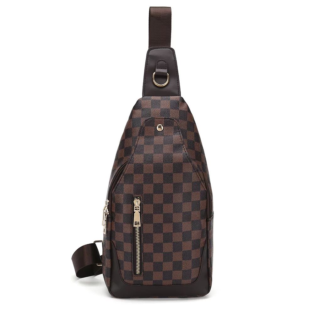 TWENTY FOUR Checkered Men Travel Shoulder Bag pouch Pocket Messerage Tote -Brown Checkered | Walmart (US)