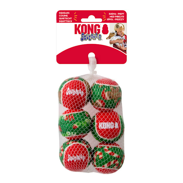 KONG Holiday SqueakAir Balls Dog Toy, Small, Pack of 6 | Petco