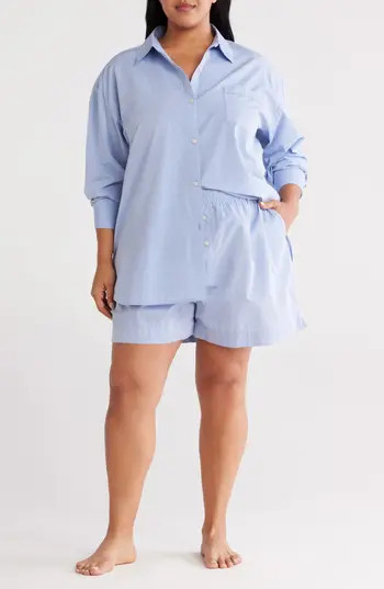 Nordstrom Yarn Dye Stripe Short Pajamas in Blue Chambray at Nordstrom Rack, Size 1X | Nordstrom Rack